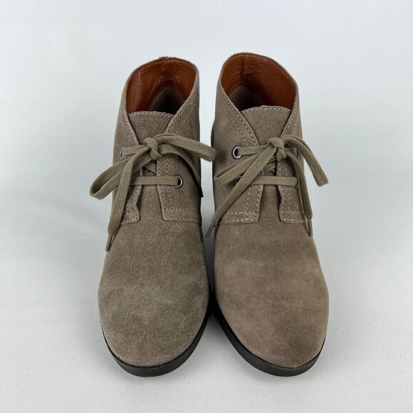 Lucky Brand Womens Seleste Suede Lace Up Wedge Bootie Taupe Beige size 8 - Picture 2 of 16